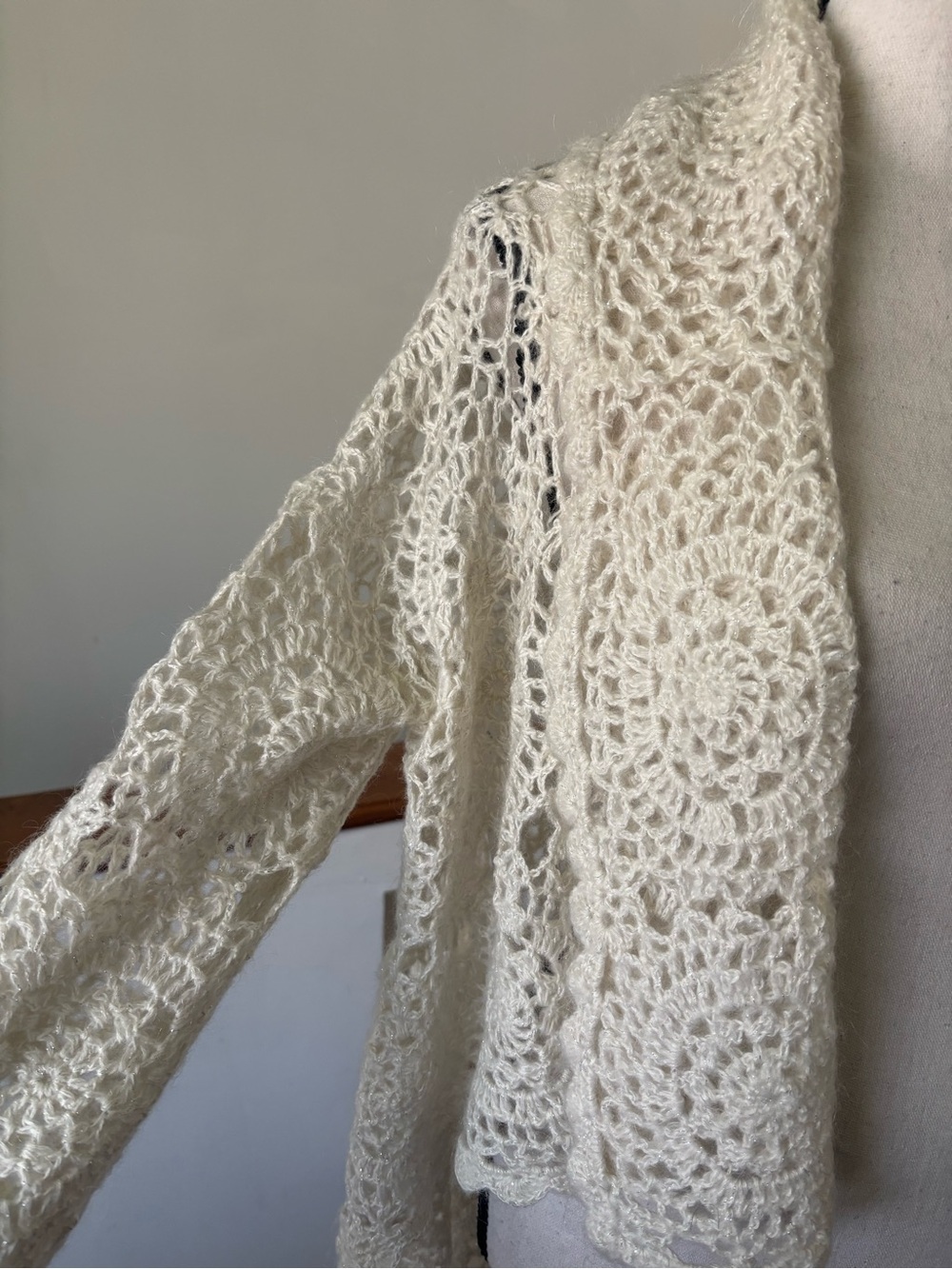 Bebe Crochet Open Front Knit Cardigan - Picture 2 of 7